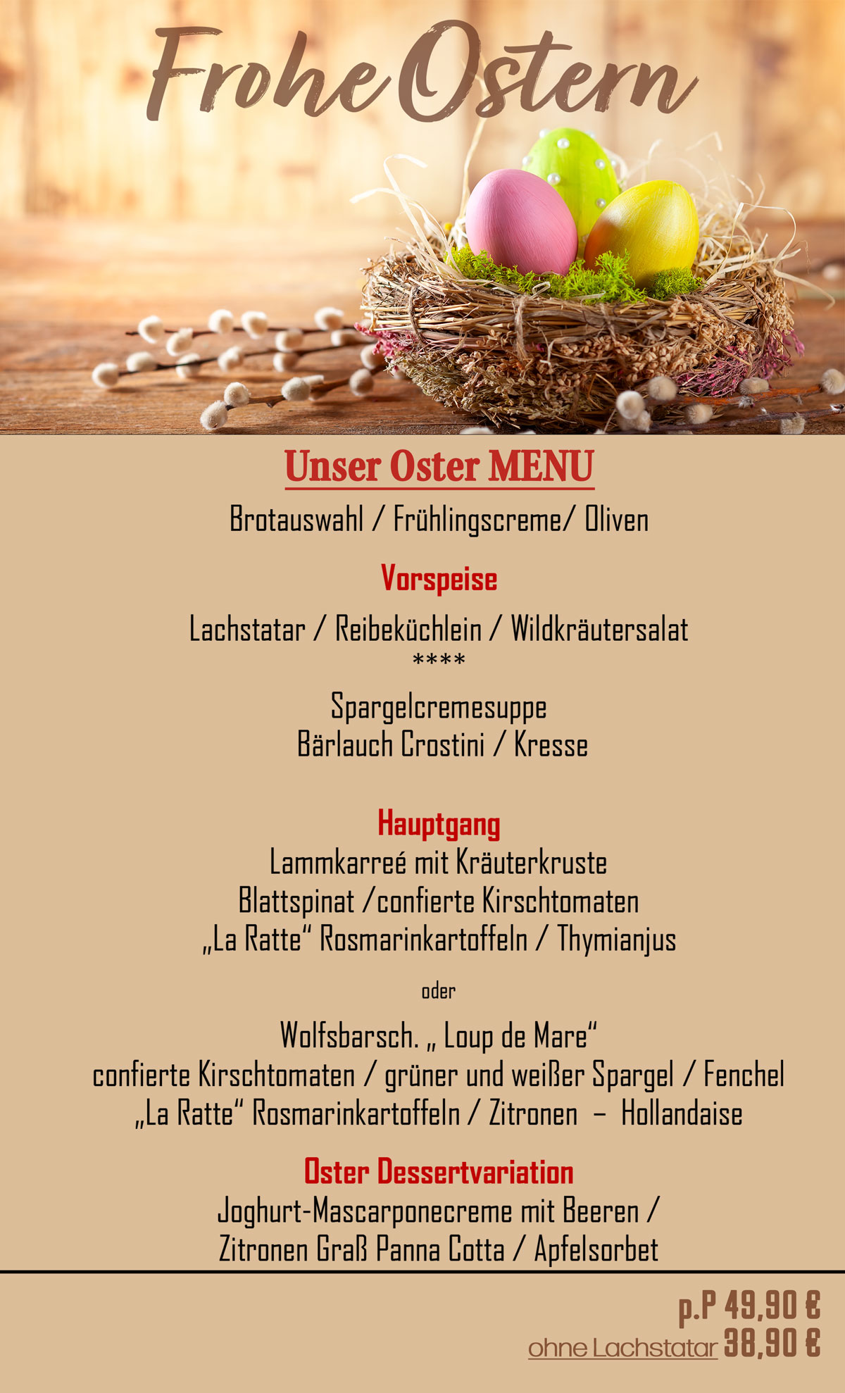 restaurant Jedermann Moers Muttertag menu