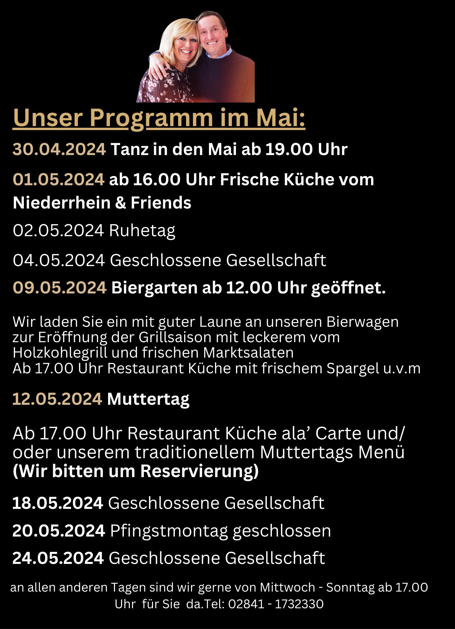 Restaurant & bar Jedermann moers Programm Mai 2024