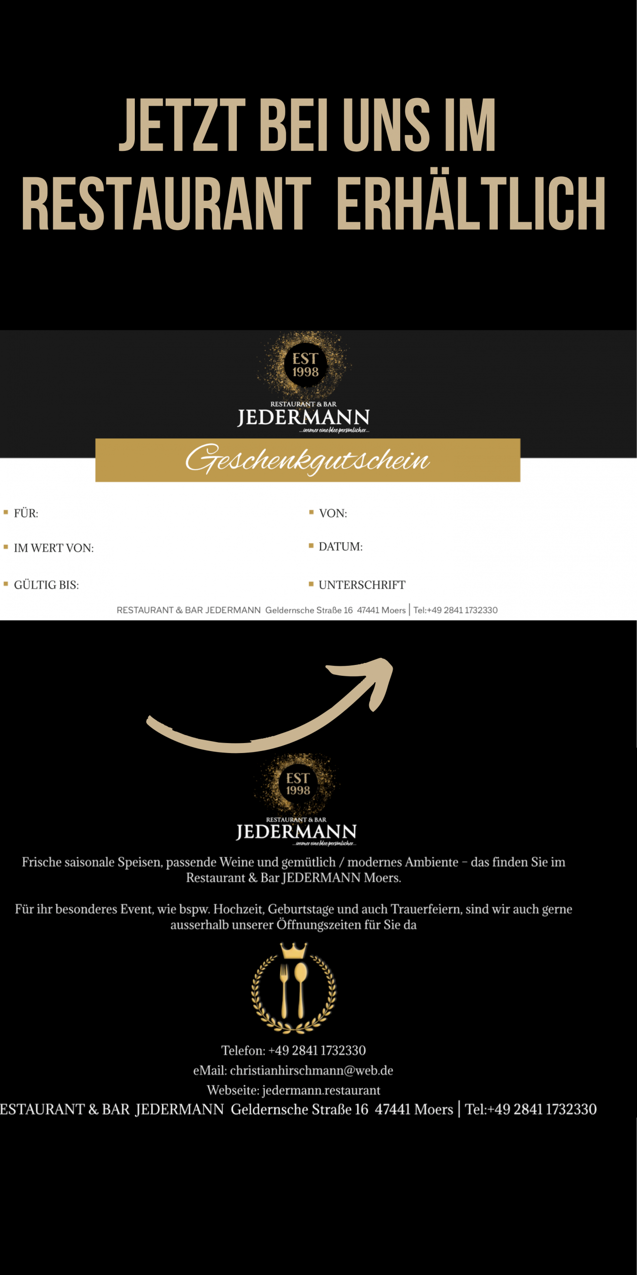 Gutschein für Restaurant JEDERMANN in Moers