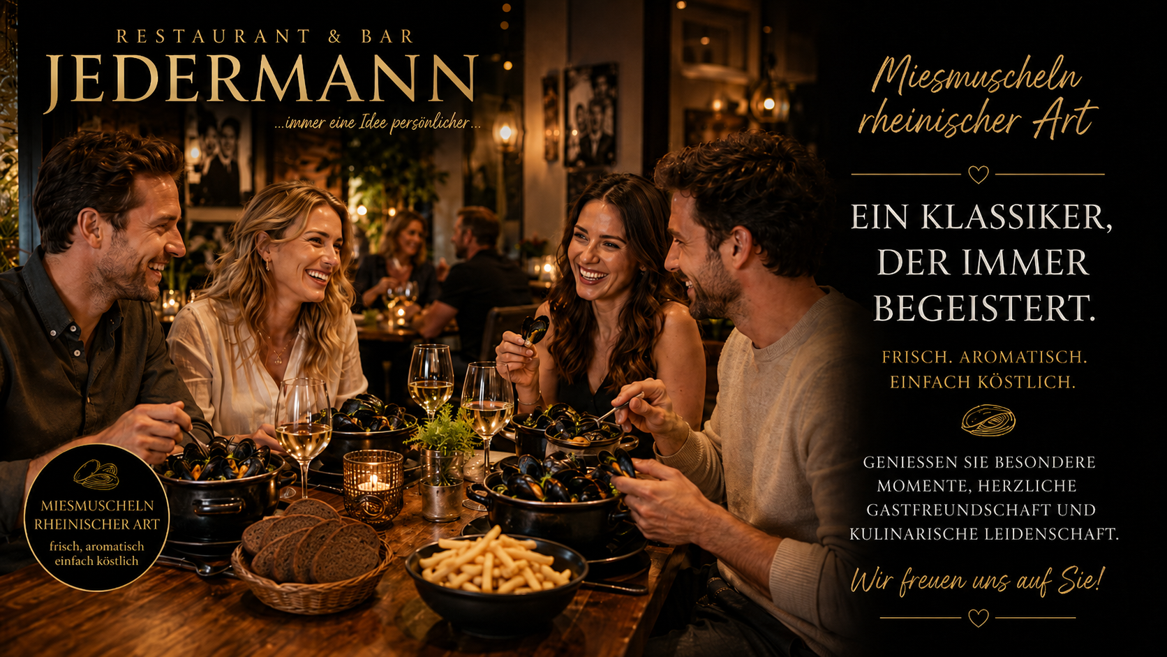 Frische Nordseemuscheln aus Zeeland im Restaurant JEDERMANN Moers