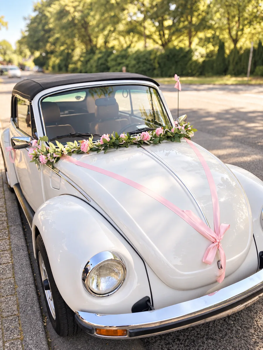 Geschmücktes Hochzeitsauto