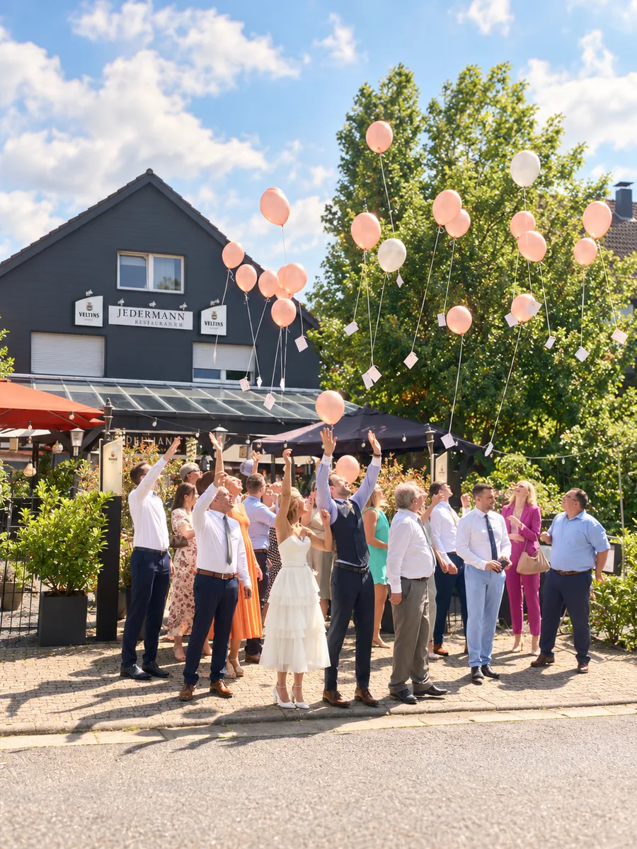 Ballonmoment vor dem Restaurant